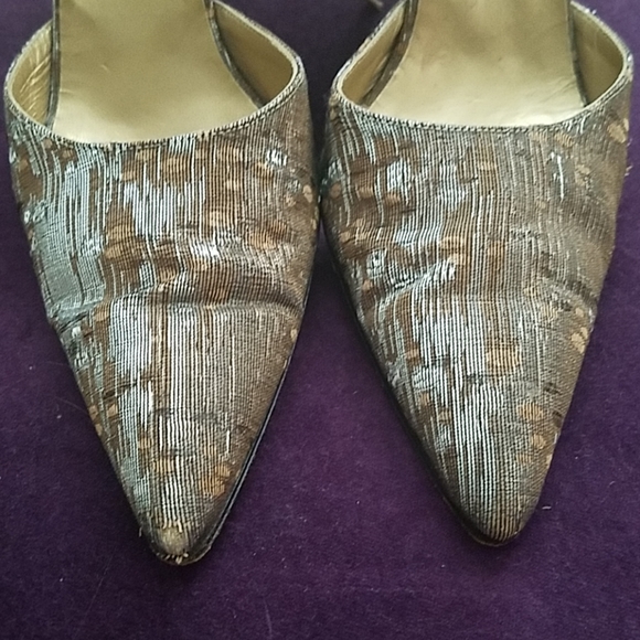 [Yves Saint Laurent] Metallic Brocade Pumps - Picture 2 of 8